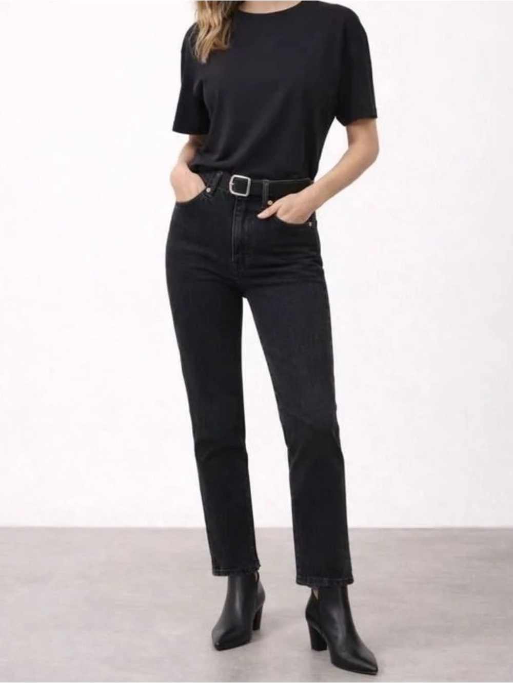AYR‎ The Yes Yes Yes Jeans High-Rise Straight Leg Ankle Washed Black Size 26
